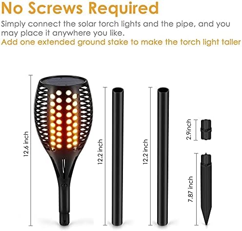 Aityvert Upgraded Larger Solar Torch Lights, Waterproof Outdoor Dancing Flames Lights, Flickering Flames Garden Light, Landscape Decoration Pathway Patio Lights 43" 96 LED (2 Pack)