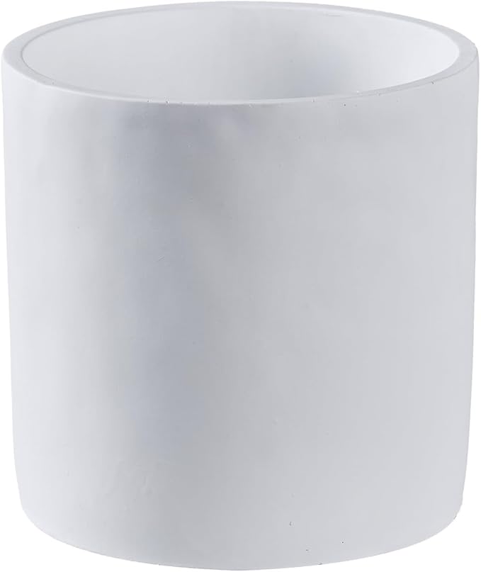 11 Inch Pot for Plants, Large Cement Planter with Drainage Hole, Mid-Century Modern Concrete Flower Pots for Home Decor, Office & Outdoor (White)