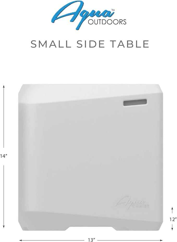 Aqua Outdoors - Small Side Table - for Inside Pool, Sun Shelf & Patio Surfaces - Designed for Shallow Shelves Up to 10” - Compatible with All Pool Types - Poolside & Sun Deck Tanning - White Granite