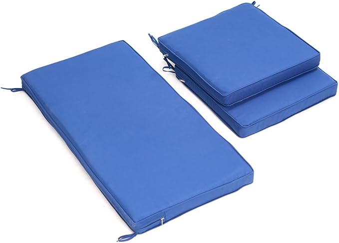 3-Pack Outdoor Patio Furniture Replacement Cushions Set–High-Elastic Sponge Cushions Fit 4-Piece Wicker Rattan Sofa, Loveseat & Chairs, 36x18x2 & 18x18x2, Waterproof, Fade-Resistant (Wine red)