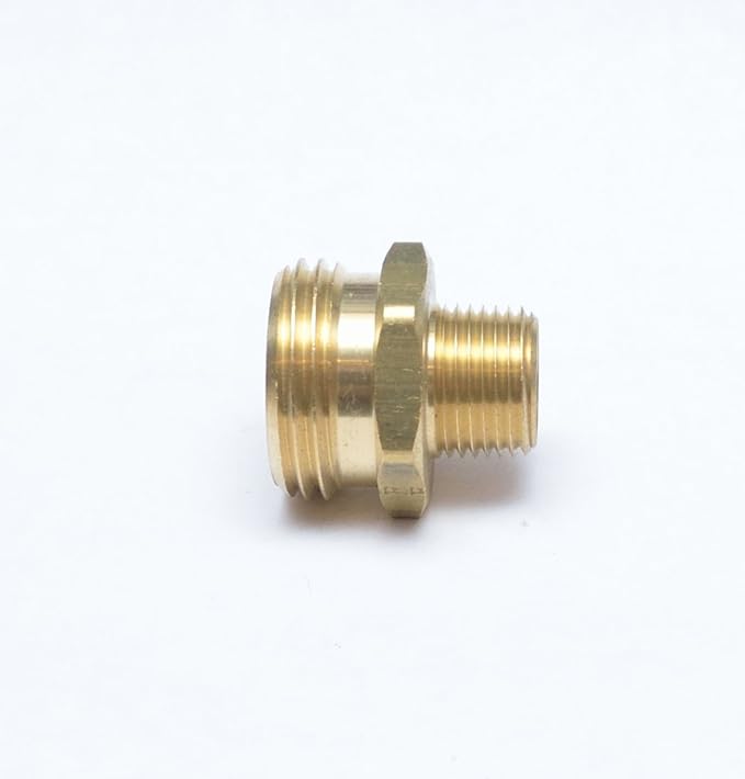 1/2" Male NPT MPT MIP to 3/4" Male GHT Garden Hose Thread Adapter Brass Fitting Fuel/Air/Water/Boat/Gas/Oil WOG House/Boat/Lawn/Power Wash/Irrigation