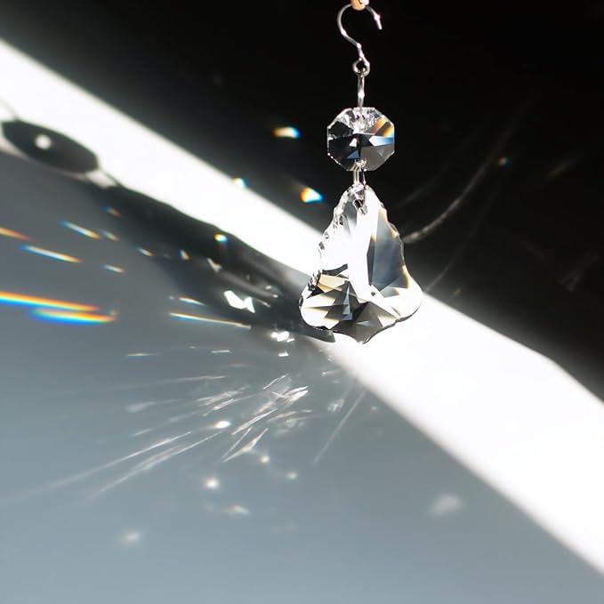 12pcs Crystal Prism Suncatchers, Hanging Crystals Chandelier Replacement for Windows, Christmas Trees Shape Rainbow Maker Home Decoration