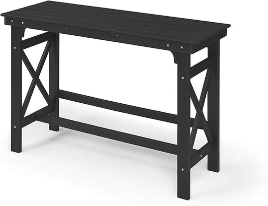 HDPE Patio Bar Table, 41" Rectangle Outdoor Bar Tables Counter Height Table, Adirondack Outdoor Bar Height Table, HDPE Outside Pub Tables for Balcony, Deck, Backyard, Poolside, Obsidian