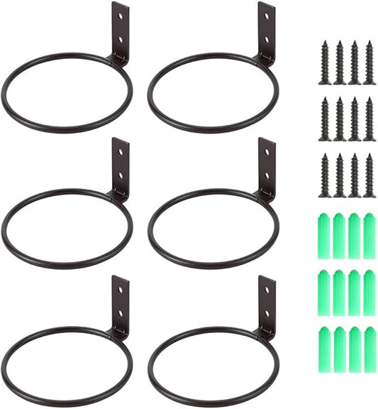 6 Pack 4in Flower Pot Holder Ring Wall Mounted Metal Planter Hooks Hangers Wall Bracket