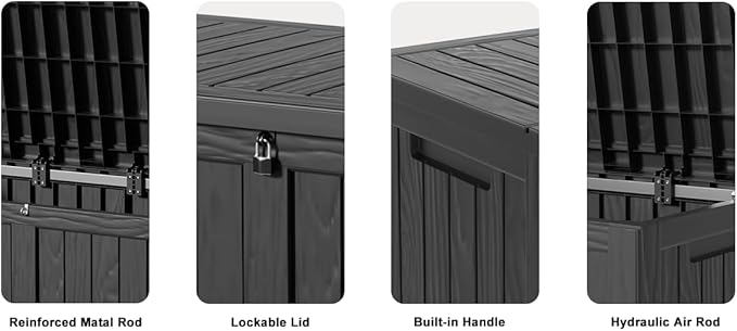 120 Gallon Outdoor Storage Box – Waterproof Deck Box for Patio & Garden,Black
