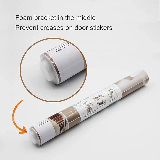 3D Staircase Door Stickers - Peel & Stick - Waterproof & Washable - Matt Finish - Modern Style - White - 37.4" x 78.7" (2 Parts)