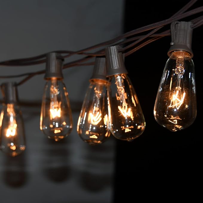 GOOTHY 20Ft Outdoor String Lights with 22 Edison Bulbs(2 Spare), 7W E17 Intremediate Base ST40 Vintage Outdoor Patio Lights Waterproof UL Listed for Bistro Garden Backyard Party Wedding Decor-Black
