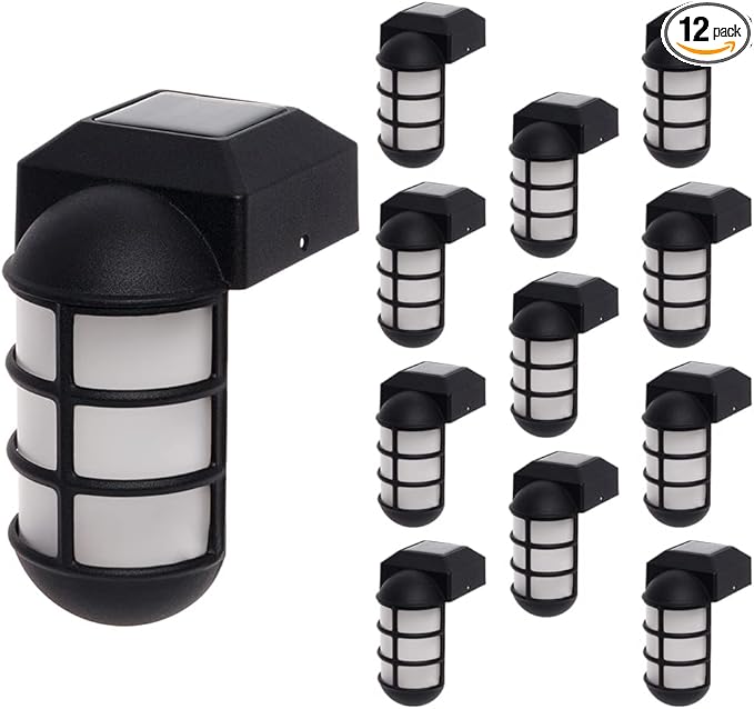 GreenLighting Marina Solar Post Cap Lights Fits 4x4 Nominal Wood Outdoor Solar Powered Post Cap Light, Fence Post, Landscaping, Deck, Garden- Bright LED, Waterproof Nautical Lighting Black 12 Pack