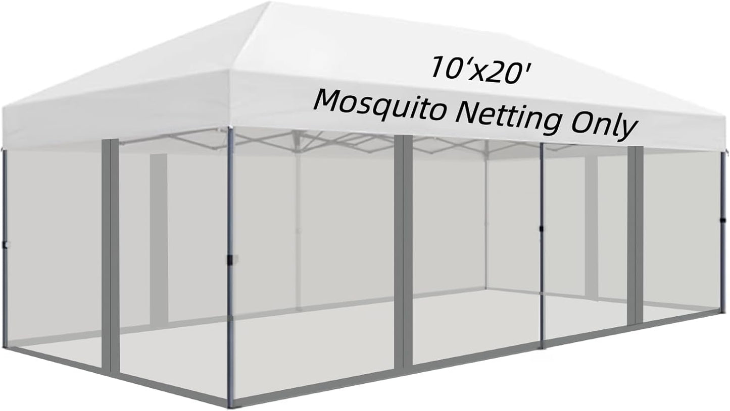 10x20 FT Mosquito Netting for Gazebo,Pergola,Pop up Canopy Tent,4-Panel with Zipper for Outdoor Patio,Backyard (Grey,Mosquito Net Only)