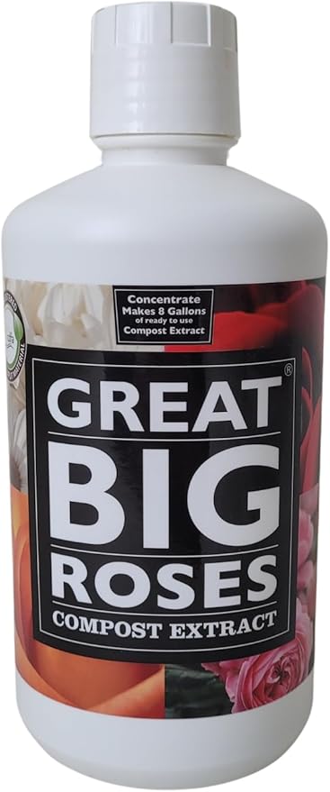 Great Big Roses – Soil and Rose Fertilizer Booster to Grow The Best Roses and Flowers; Rose Food Compost Extract for Rose Bush, 32 Ounce Concentrate (Makes 8 Gallons)