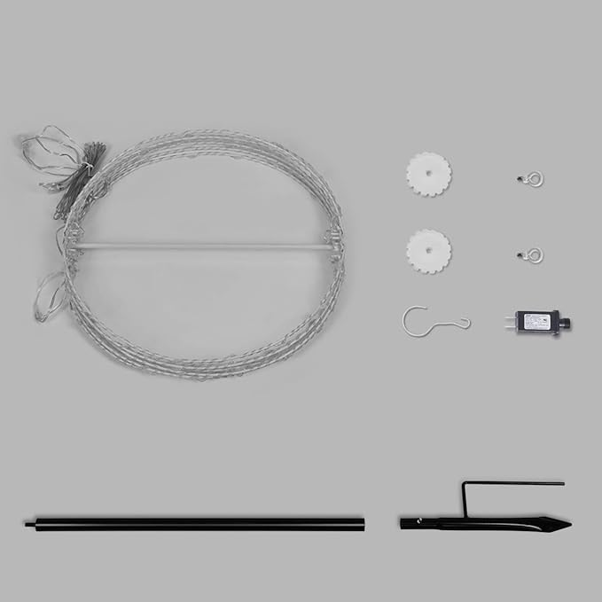 20IN Foldable Metal Frame Light Sphere - 200LED Hanging Tree and Pathway Light with Hook and Stake, UL Listed, White Frame, Warm White