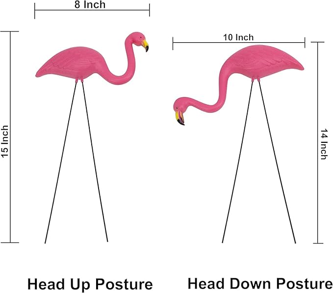 GiftExpress Pink Flamingos Yard Decorations - 12 Pack Small 14" Tall Plastic Flamingo Statue w/Metal Stakes - Lawn Ornaments & Garden Decor for Outdoor Parties