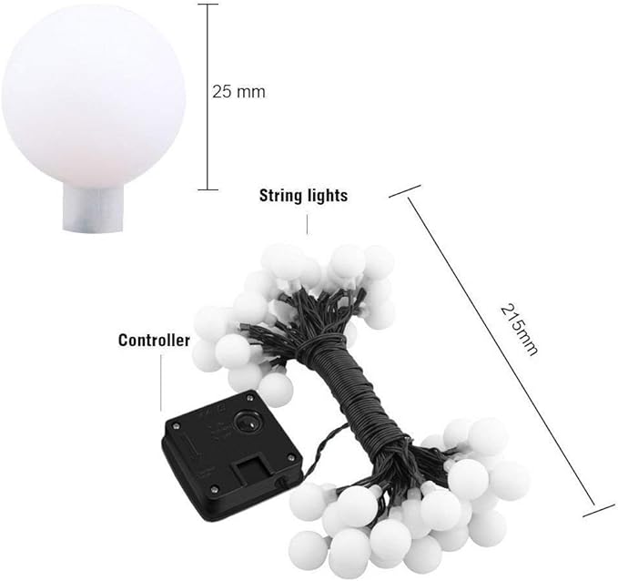 Globe Ball Fairy Lights, 50 LEDs 23ft/7M Solar Led Globe String Lights Waterproof with Two Lighting Modes for Garden Outdoor Party Christmas Decoration (Cold White)