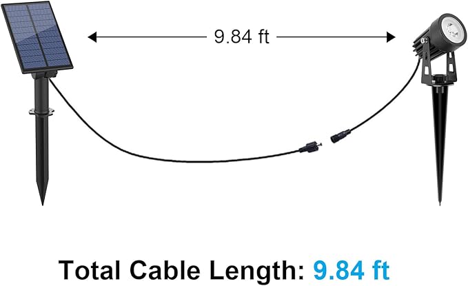 APONUO Metal Solar Spot Lights Outdoor with 9.8ft Cable Solar Powered Landscape Lighting Low Voltage IP65 Waterproof Auto On/Off for Outside Garden Yard Landscape Pathway Garage-Warm White(1-in-1)