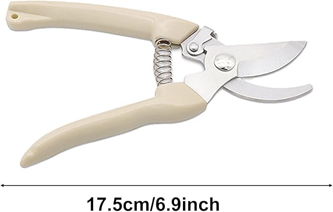 Garden Flower Shears Pruning Shears 6.9 inches Scissors Heavy Duty Plant Scissors for Cutting Flowers, Trimming Plants, Bonsai, Fruits Picking (White Handle)