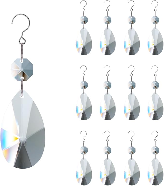 12pcs Crystal Suncatchers, Hanging Crystals Chandelier Prisms for Windows, Rainbow Maker Home Decoration