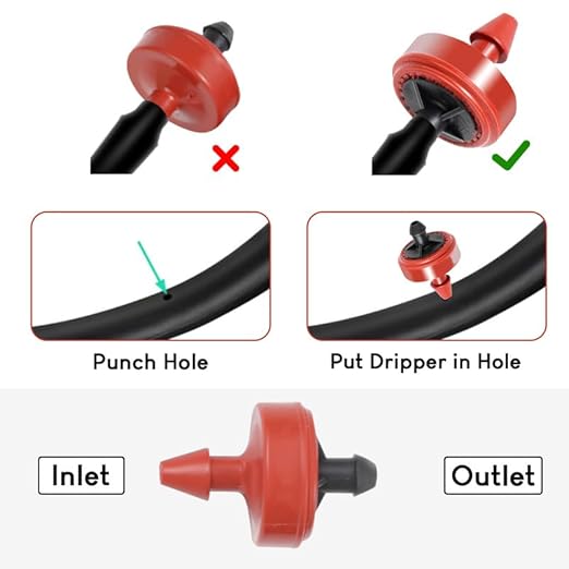 0.5 GPH Pressure Compensating Junior (PCJ) with Barb Outlet Dripper Emitters (100)
