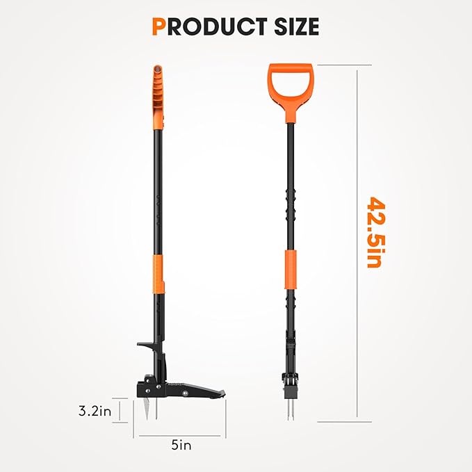 4-Claw Weed Puller Tool, 42" Stand Up Gardening Hand Weeding Tool, Upgraded Iron Claw Garden Weeder with D-Handle, Root Weeder Tool with Weed-Eject Design - Standing up Mowing is Easier