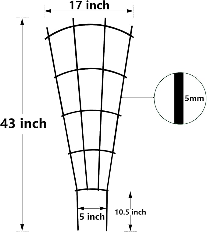 4 Pack 43'' Indoor Plant Trellis for Potted Plants Climbing Outdoor Metal Garden Trellis Houseplants Flowers Vine Ivy,Fan Shape, Black