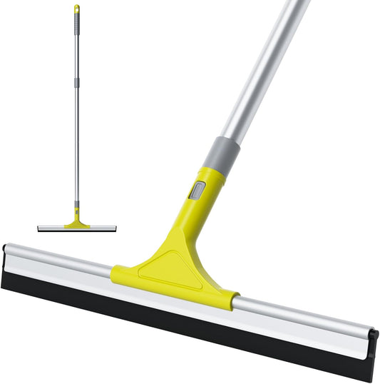 60'' Floor Squeegee Heavy Duty Scrubber with Telescopic Pole, Long Handle Squeegee for Floor with Rubber Blade, Broom for Concrete Floor Shower Tile Glass Pool Garage -17in