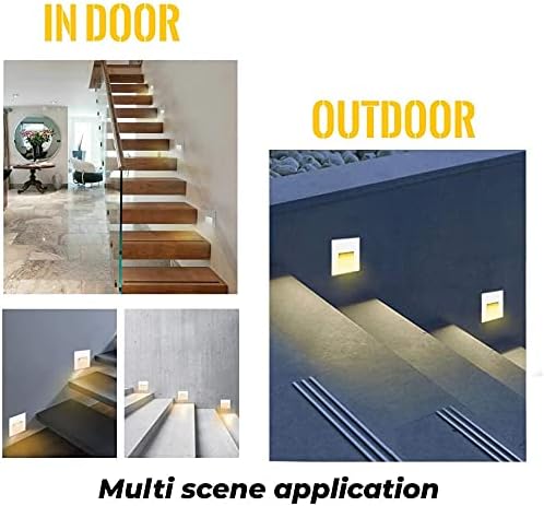 4Pcs 3W LED Step Light, 120V Warm White 3000K IP65 Waterproof Recessed Wall Light, Stair Light Staircase Light Lighting lamp, Inside Outside Garden Balcony Corridor, Aluminum
