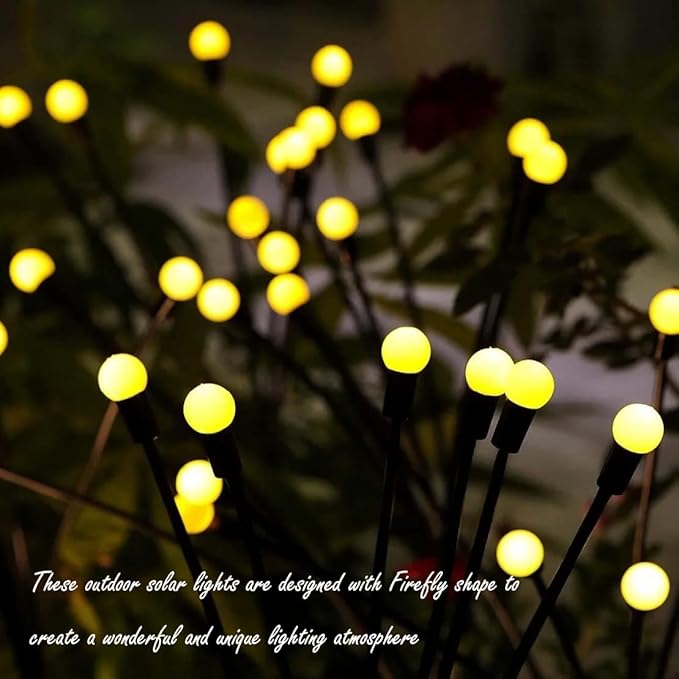 4 Pack Outdoor Solar Firefly Lights, 40 Globes LED, Waterproof, Warm White