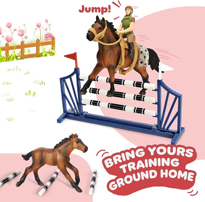 Horse Stable Playset, Horse Toys Set for Girls and Boys with Rider, Farm Animal Figurines Barn Toys, Pretend Play for Kids 3-5 6 7 8-10 Birthday Gifts