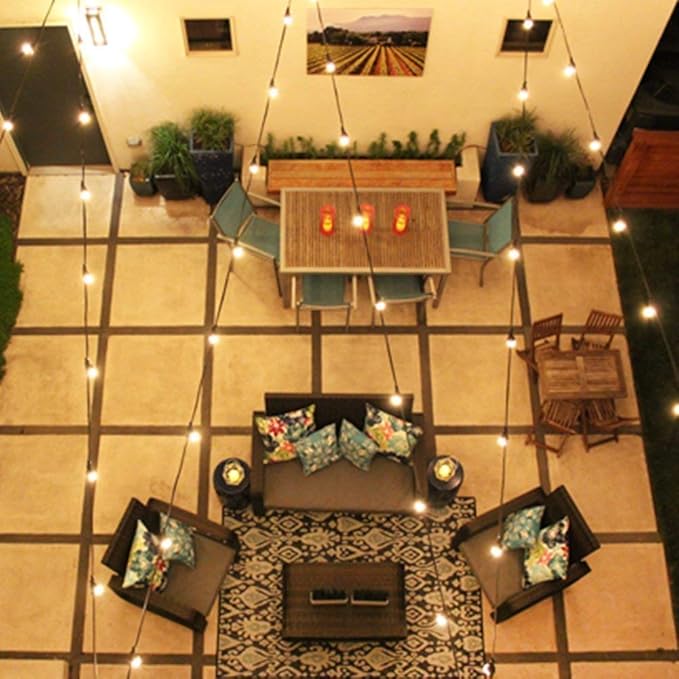 GOOTHY 20Ft Outdoor String Lights with 22 Edison Bulbs(2 Spare), 7W E17 Intremediate Base ST40 Vintage Outdoor Patio Lights Waterproof UL Listed for Bistro Garden Backyard Party Wedding Decor-Black