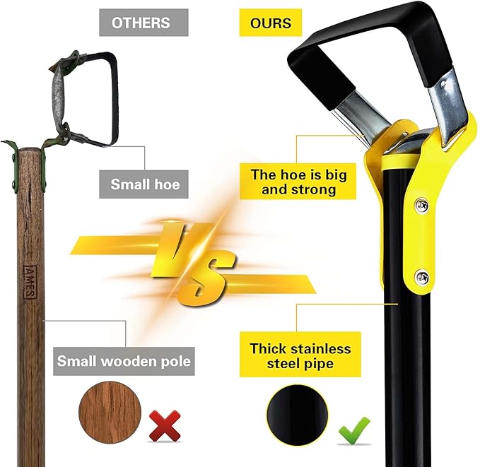 72 inch Garden Hoe， weeding tools for garden,Handheld Weeding Rake Planting Vegetables Farm,Sharp Durable Gardening Gifts for Hoe Garden Tool Traditional Steel Quenching Forging Process