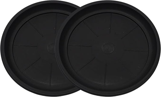13" Heavy Duty Tray/Saucer (2 Pack) Country Look, Pot/Planter Base for Indoor/Outdoor Decor Use. Long Lasting, Reusable Light Weight (13 inches, Black)