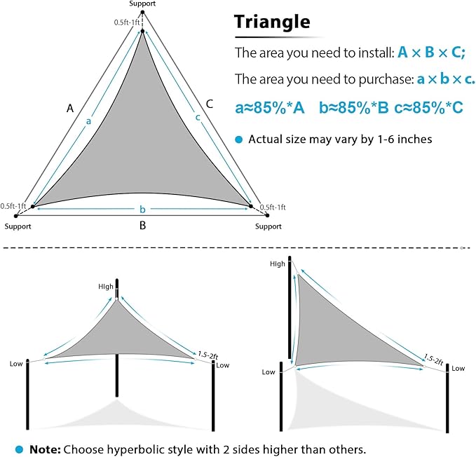 Amagenix Sun Shade Sail 19X19X19 Curved Edge Outdoor Shade Canopy Cream Breathable 95% UV Block Shade Cloth for Patio Garden Backyard (We Make Custom Size)