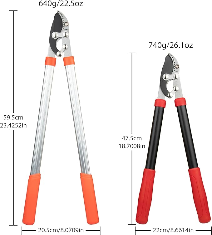 Heavy Duty Garden Lopper Pruning Shears, Aluminum Alloy or Carbon Steel, Tree Branch Cutter with Non-slip Handle, Labor-saving Gardening Tools, Yard, Orchard (Vigorously cut black steel)