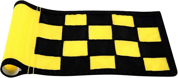 Golf Flag, Solid Nylon and Checkered Training Putting Green Flags, Indoor Outdoor Backyard Garden Portable Target Flags, 8.7inch*6inch (Yellow-Black)