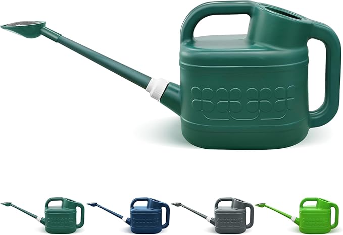2 Gallon Watering Can for Outdoor Plants with Removable Long Spout and Stainless Steel Sprinkler Head, Large Plastic Watering Can for Garden Flowers Plants