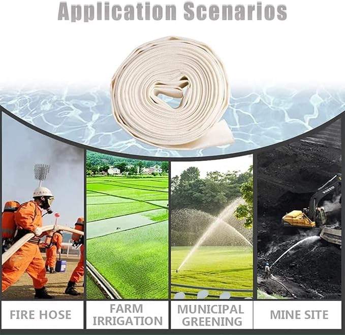 1" 30M-98FT Lay-Flat Hose Water Pool Cleaning Belt Discharge Pump Hose With Aluminum Clamps Fittings Fire Hose Length Connection Pump Hose for House,Garden,Irrigation, Water pumping hose Firehose