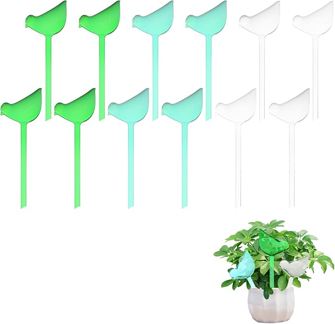 12PCS Plant Watering Globes, Bird Shaped Watering Bulbs for Outdoor Plants, Automatic Self Watering Spikes Plant Watering Bulbs for Indoor Outdoor Plants, Gifts for Plant Lovers