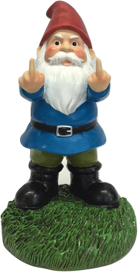Gnometastic Middle Finger Gnome, 8.45in Tall - The Original Double Bird Garden Gnome Statue - Outdoor Funny Gnome Decoration and Lawn Ornament