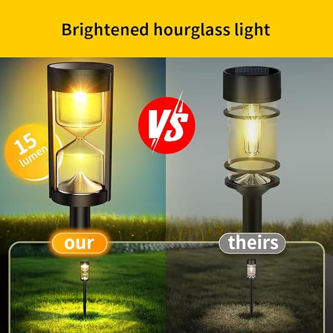 4 Pack LED Solar Warm Light Hourglass Light, New Outdoor Decorative Atmosphere Light, Courtyard Garden Landscape Light, Wireless Dusk to Dawn Searchlight IP65 Waterproof.