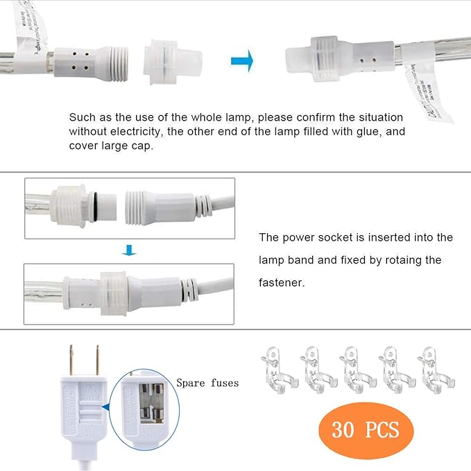 100ft LED Rope Lights Outdoor, 720 LED Connectable & Flexible Tube Lights with 8 Modes, Waterproof LED Rope Lighting for Independence Flag Day, Memorial Day, Outdoor,Indoor Decor (Red & White & Blue)