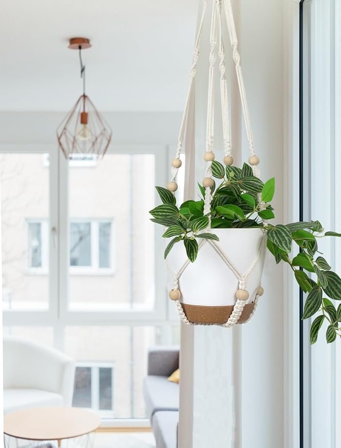 Hanging Planters with Macrame Plant Hangers for Indoor Outdoor Plants 3 Set Self Watering Pots Hanging Baskets Flower Pot Holders 3 Different Size