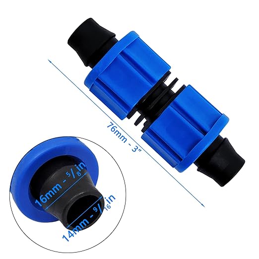 20pcs Drip Irrigation Coupling, Blue Connector Farm Irrigation Tools, Universal Joint Drip Irrigation Tube Fitting Set (5/8 Inch)