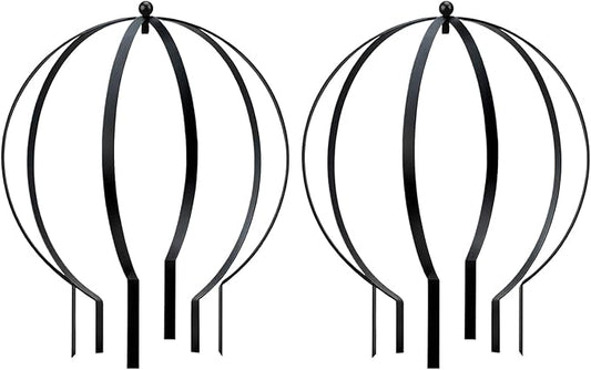 2 Pcs Large Metal Circle Trellis Garden Obelisk Sculpture Globe Trellis for Climbing Plants Outdoor Potted Round Planter Trellis Garden Decor for Patio Doorway Black 18.50 x14.96''