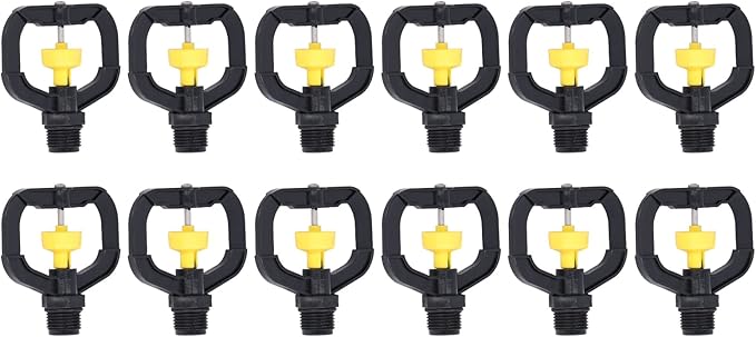 G1/2 Male Thread Rotating Irrigation Sprinkler, 12pcs Misting Spray Nozzle, Plastic Spray Nozzle Misting Nozzle Atomizing Micro Sprinkler for Garden Yard Lawn Watering Sprinkling