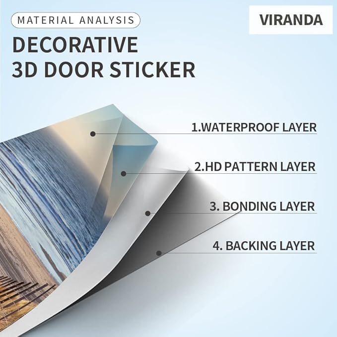 3D Door Stickers Murals - Horse Peel and Stick - Wallpaper Self-Adhesive Decals Removable PVC Waterproof Poster for Bedroom Living Room 34.6" x 78.7"