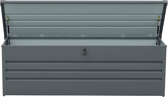 260 Gallon Waterproof Outdoor Storage Box, Extra Large Outside Metal Deck Storage Box for Patio Cushions, Garden Tools, Pool Supplies