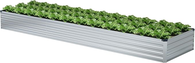 12x2x1FT Galvanized Raised Garden Beds Kit Large Outdoor Metal Gardening Planter Box for Vegetable Elevated Flower Herbs, Silver