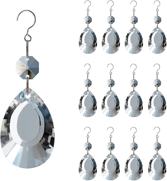 12pcs Crystal Suncatchers, Hanging Crystals Chandelier Prisms for Windows, Rainbow Maker Home Decoration