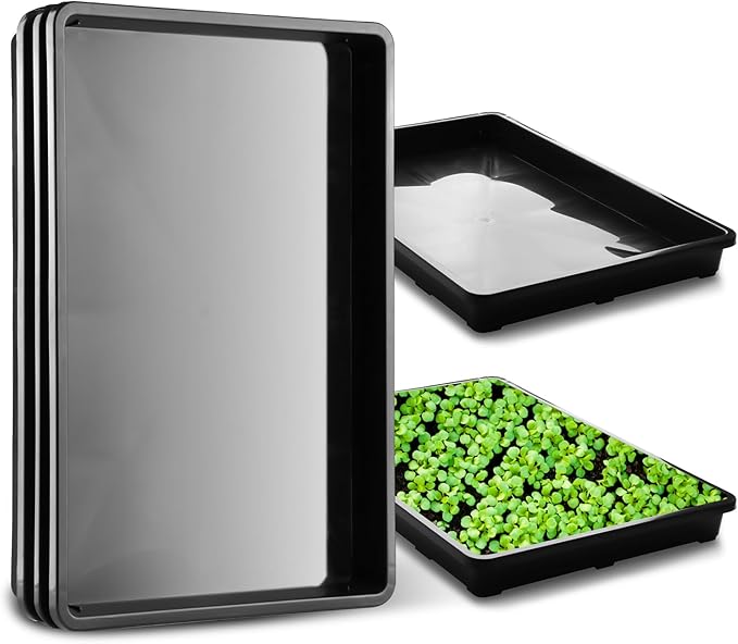 5 Pack Nursery Potting Tray, Carrying and Holding Plant Tray for Seeds Starting Pot, Collecting Drainage Water(Black)