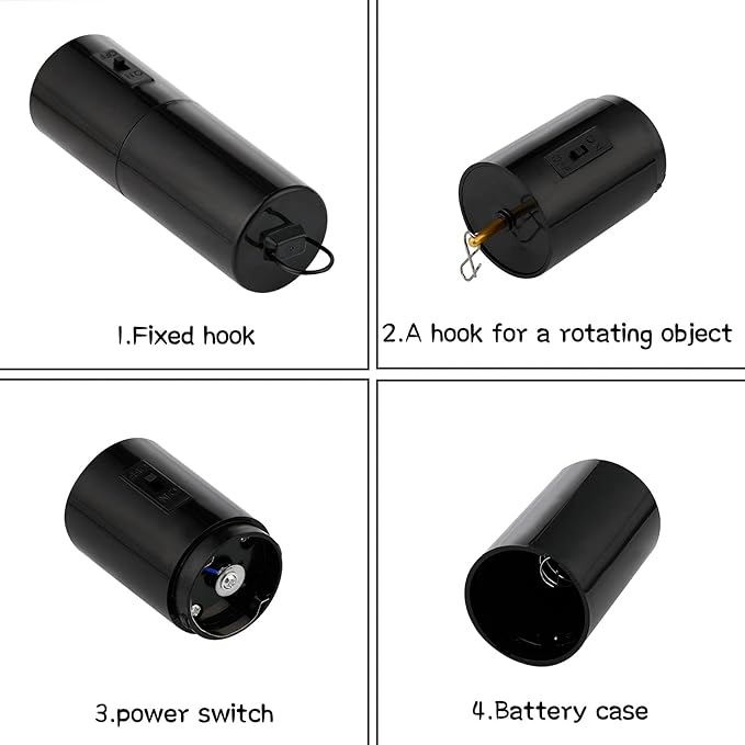 1 Piece Hanging Black Rotating Motor Wind Spinner Mobile Battery Operated Motor Multi-Purposes Rotatable Hook for Garden Decoration Accessory Supplies