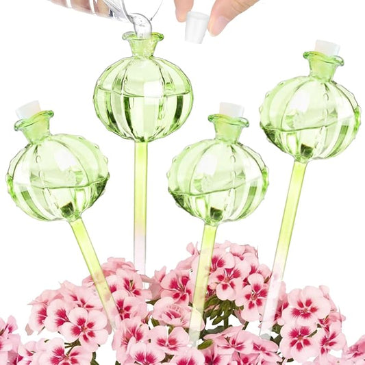 4 PCS Plant Self Watering Globes 8.9 Inch Plant Watering Devices Colorful Glass Glass Watering Bulbs for Indoor Outdoor Plants